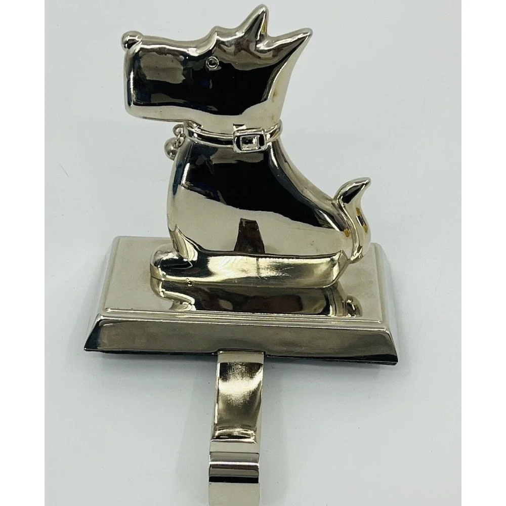 Scotty Scottie Dog Silver Christmas Stocking Mantel Shelf Hanger Holder